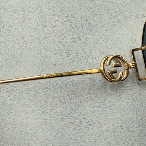 🆕 GUCCI 🧿 NWOT GG1207SA 002 Gold Rimmed Square Sunglasses, Grey Lens - Picture 14 of 16